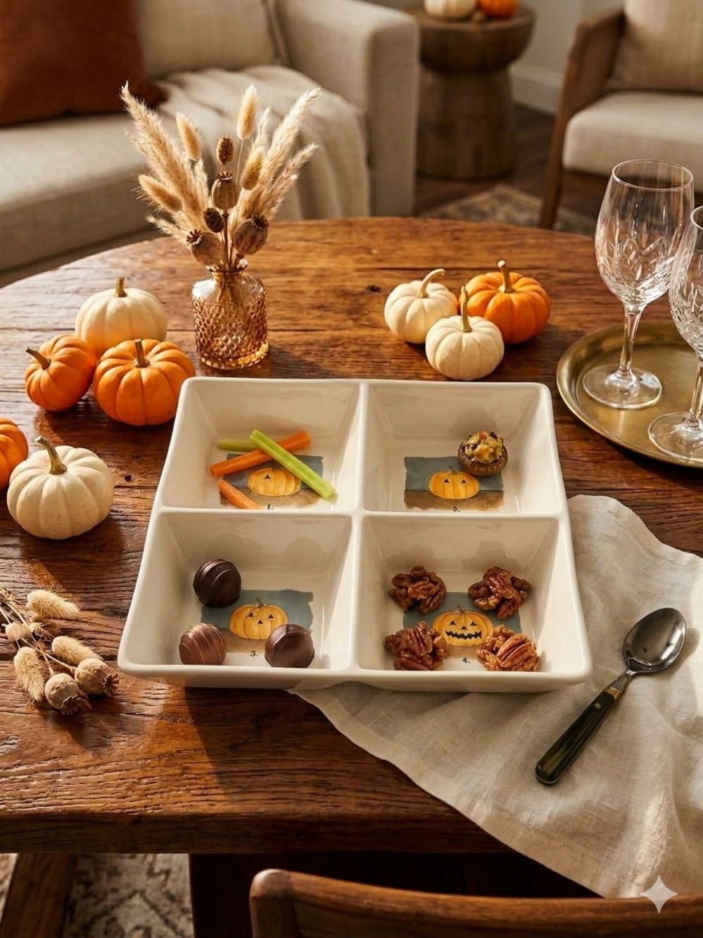 Rae Dunn Artisian Collection Ceramic Divided Serving Tray - NWOT.